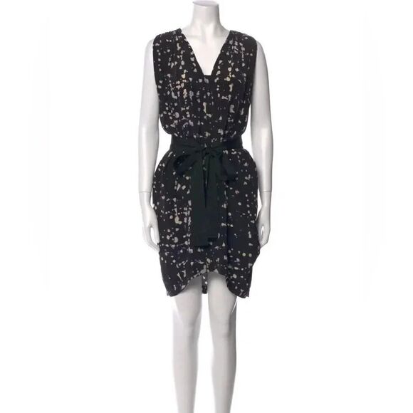 Women’s ULLA JOHNSON X REVOLVE abstract belted sleeveless SILK vneck dress SZ 4 - Picture 1 of 8